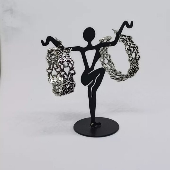 Necklace Earrings and Bangle Lot of 3 Wearable Silver Tone 20" - Picture 4 of 7